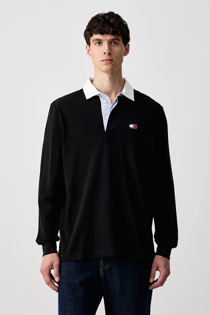 Tommy Jeans Majica dugih rukava muška pamučna crna DM0DM23070