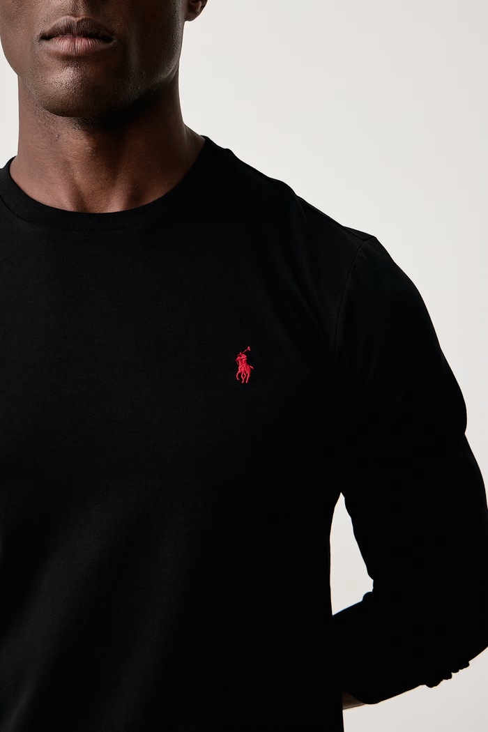 Odzież Polo Ralph Lauren Longsleeve męski bawełniany 710671468 czarny