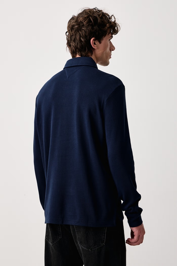Odzież Tommy Hilfiger Longsleeve męski bawełniany z elastanem MW0MW44651 granatowy