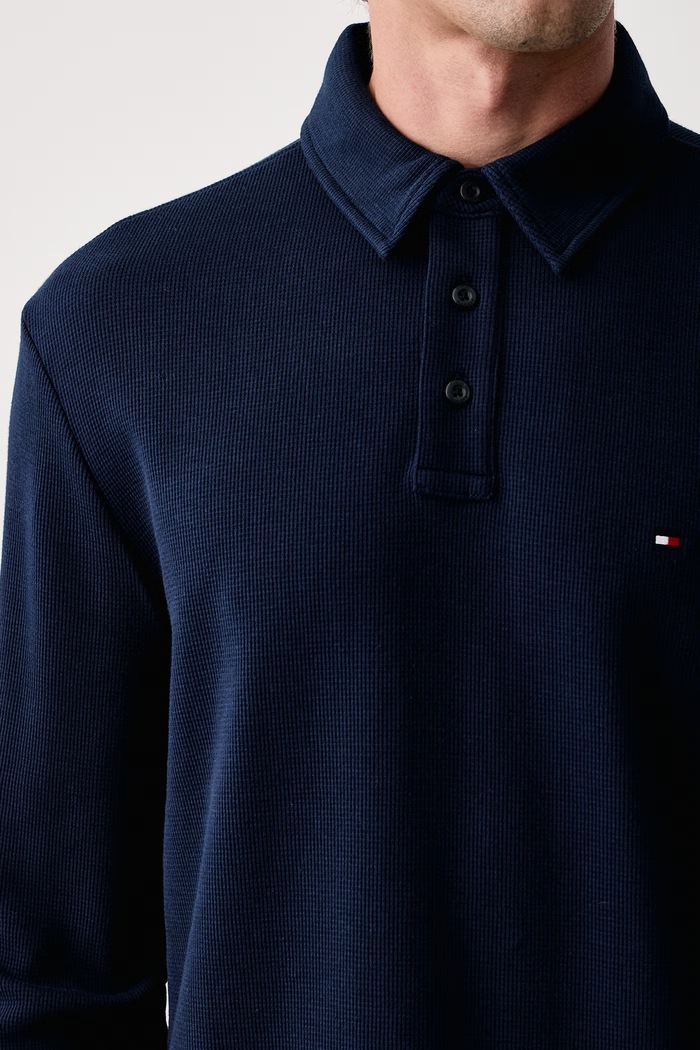 Longsleeve męski bawełniany z elastanem Tommy Hilfiger MW0MW44651 granatowy