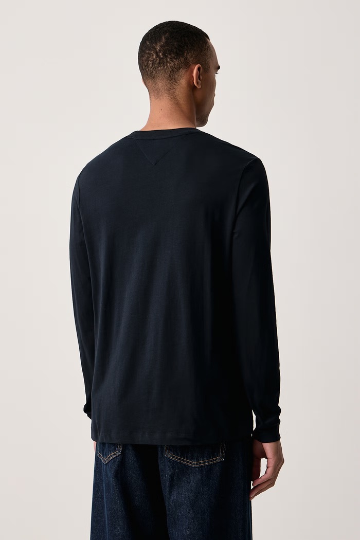 Ρούχα Tommy Hilfiger Μακρυμάνικο ανδρικό βαμβακερό MW0MW44879 σκούρο μπλε