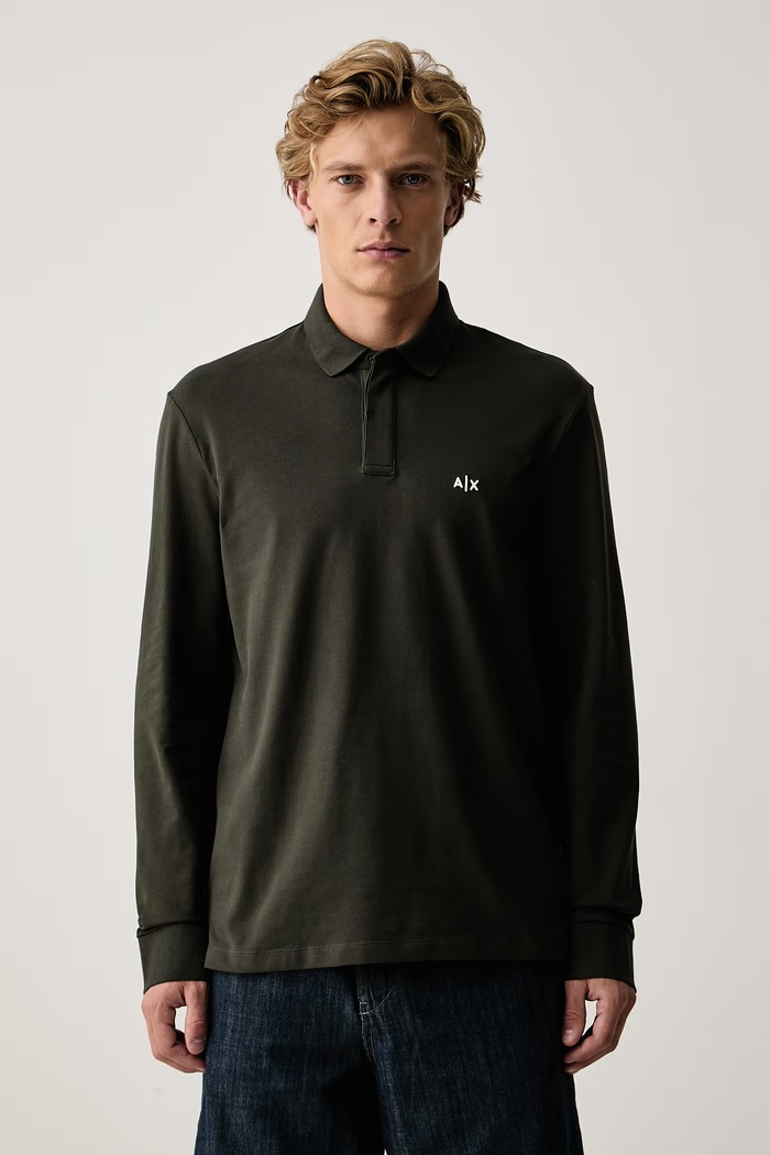 Armani Exchange Longsleeve męski z bawełną zielony XM001288.AF17321
