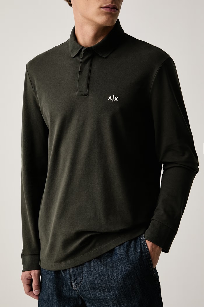 Longsleeve męski z bawełną Armani Exchange XM001288.AF17321 zielony