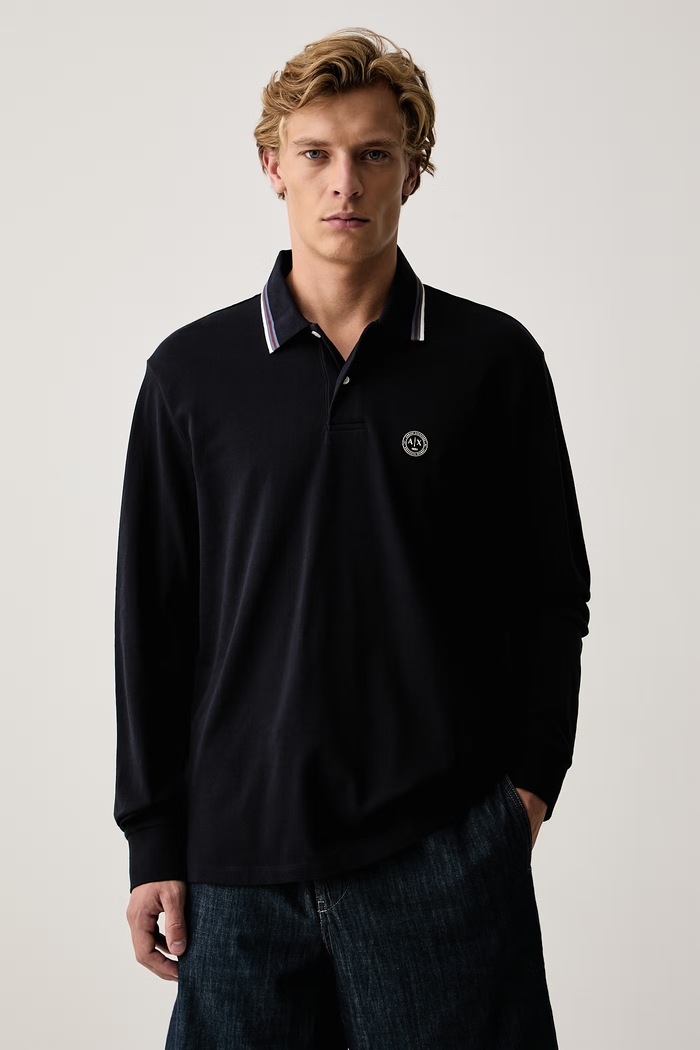 Armani Exchange Majica dugih rukava za muškarce od pamuka mornarsko plava XM003427.AF13026