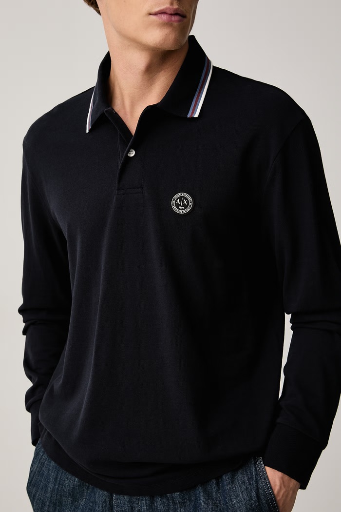 Majica dugih rukava za muškarce od pamuka Armani Exchange XM003427.AF13026 mornarsko plava