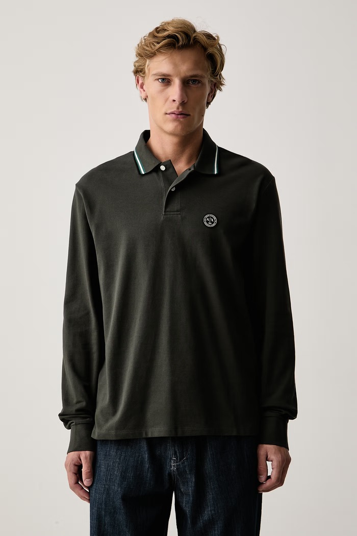 Armani Exchange Longsleeve męski bawełniany zielony XM003427.AF13026
