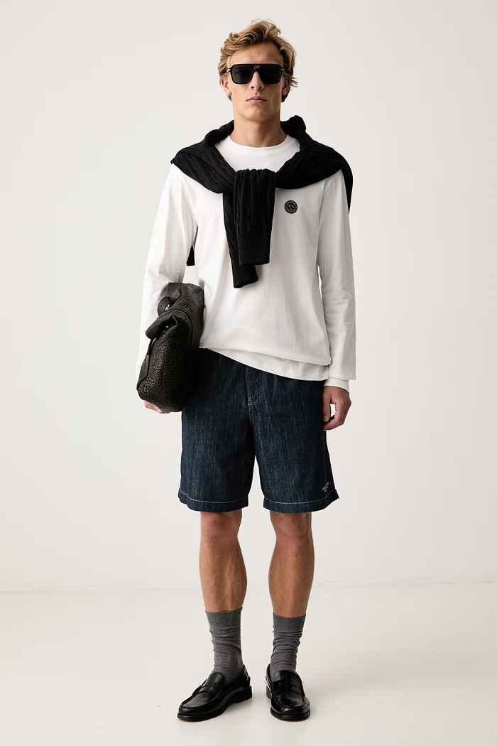 Armani Exchange Лонгслив для мужчин из хлопка XM003101.AF10361 белый AW26
