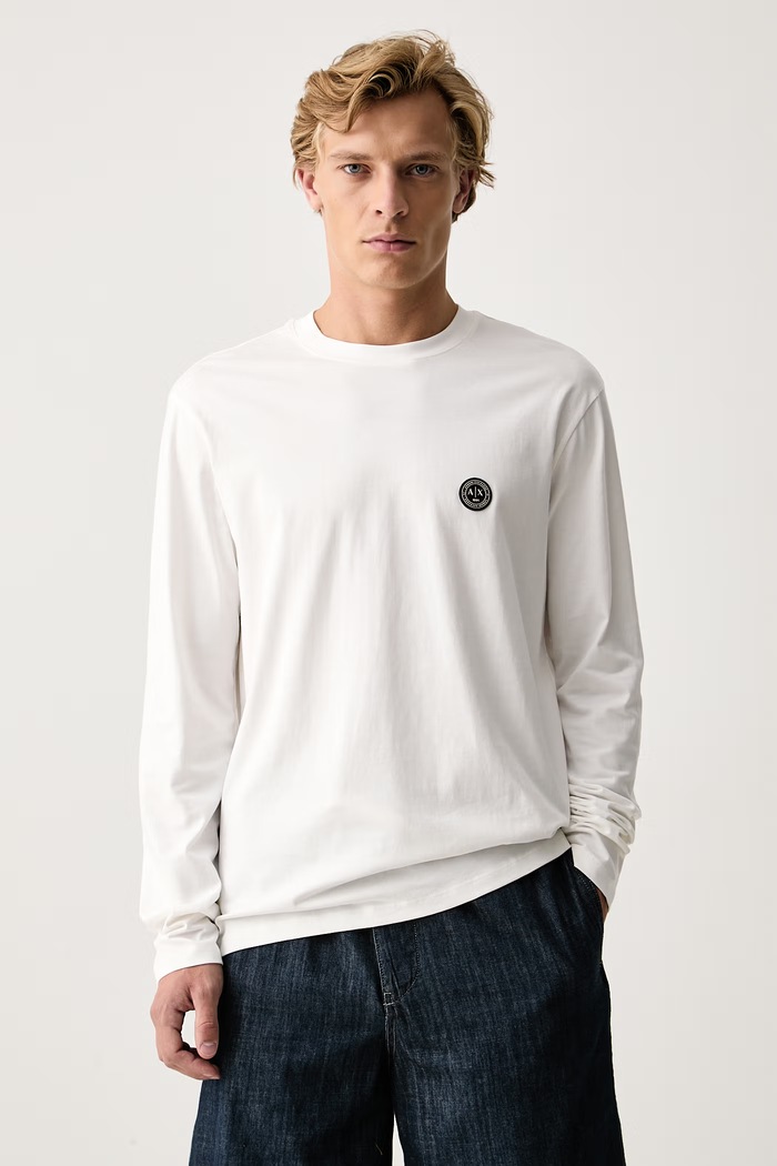 Одежда Armani Exchange Лонгслив для мужчин из хлопка XM003101.AF10361 белый
