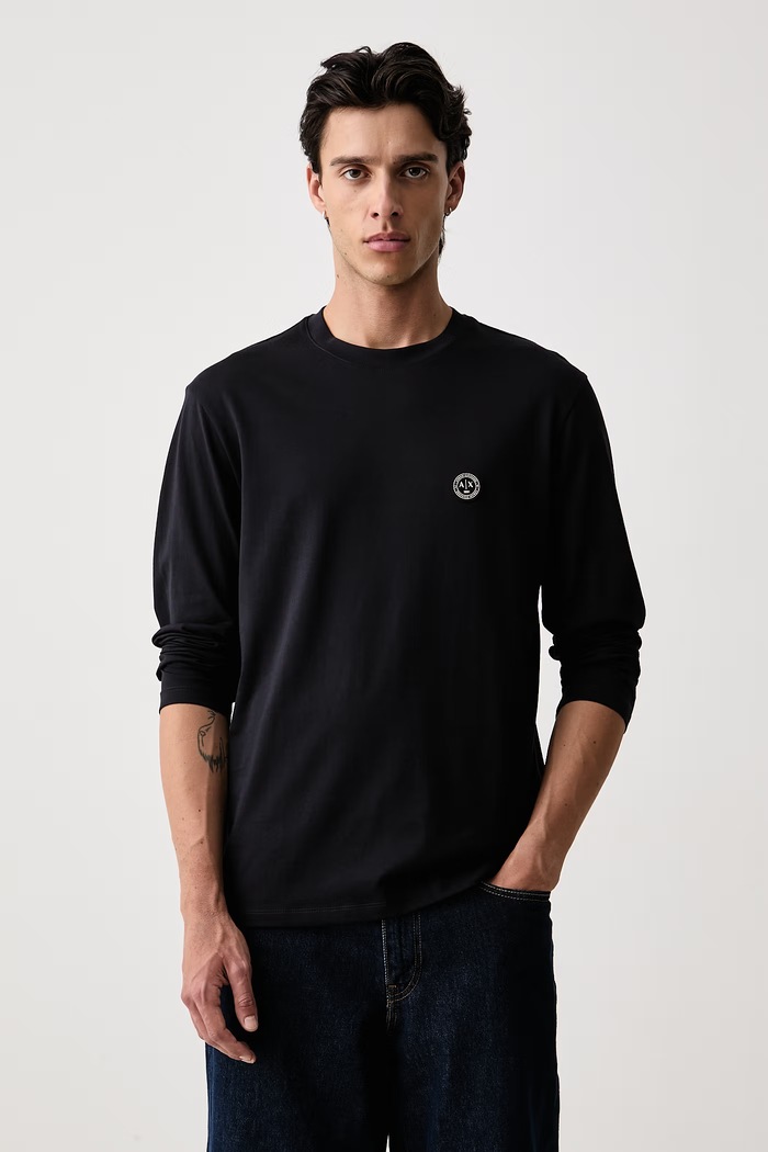 Odjeća Armani Exchange majica dugih rukava za muškarce od pamuka XM003101.AF10361 mornarsko plava