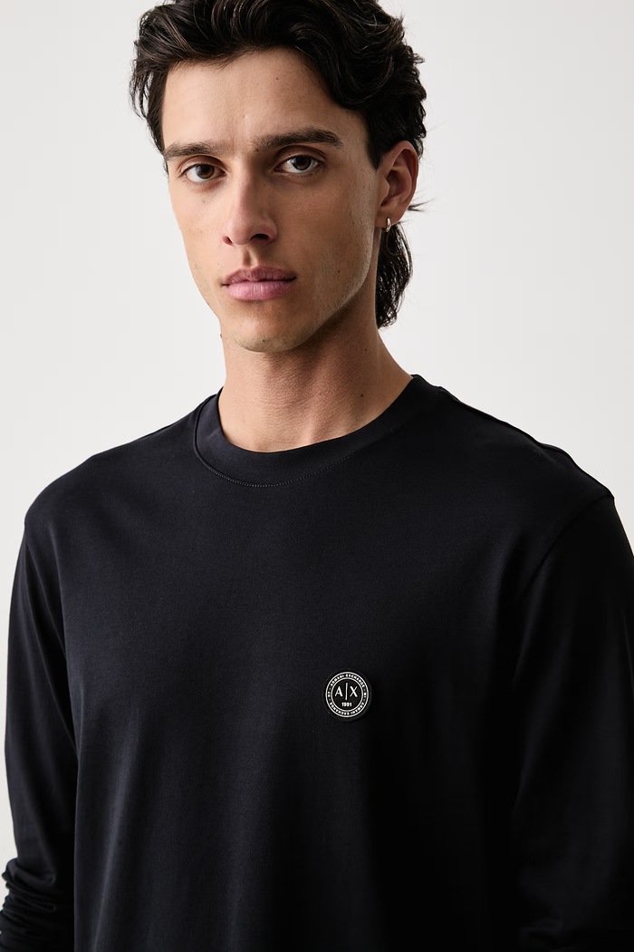 Armani Exchange majica dugih rukava za muškarce od pamuka mornarsko plava XM003101.AF10361