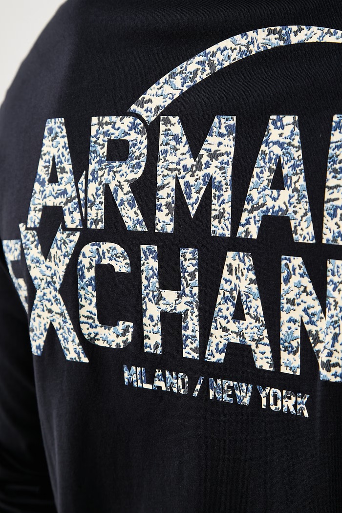 Armani Exchange majica dugih rukava za muškarce od pamuka XM003101.AF10361 mornarsko plava