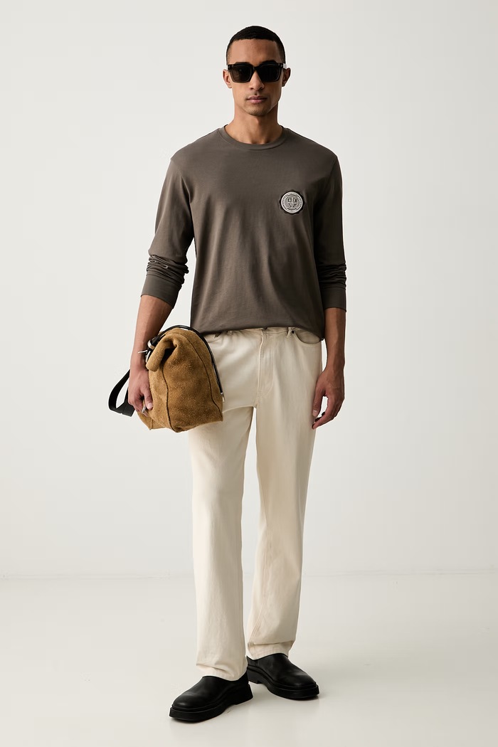Armani Exchange longsleeve męski bawełniany XM003076.AF10361 beżowy AW26