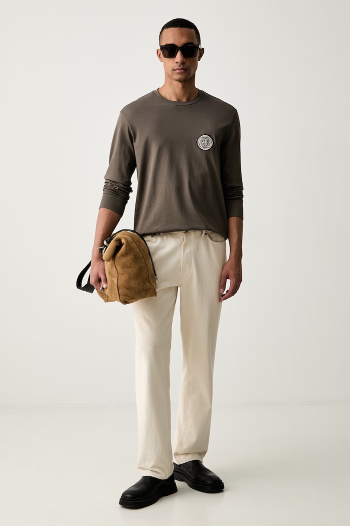 Armani Exchange longsleeve męski bawełniany XM003076.AF10361 beżowy AW26