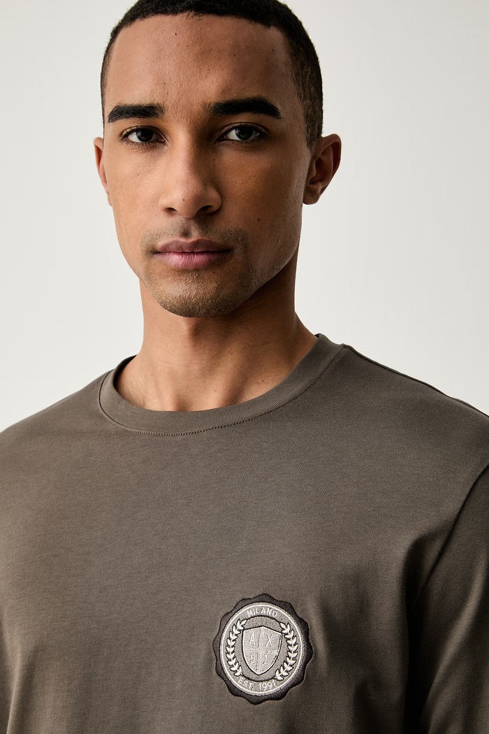 Armani Exchange longsleeve męski bawełniany beżowy XM003076.AF10361