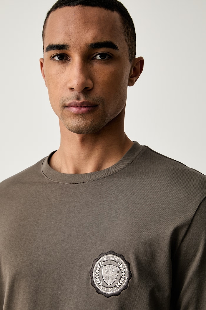 Armani Exchange longsleeve męski bawełniany beżowy XM003076.AF10361