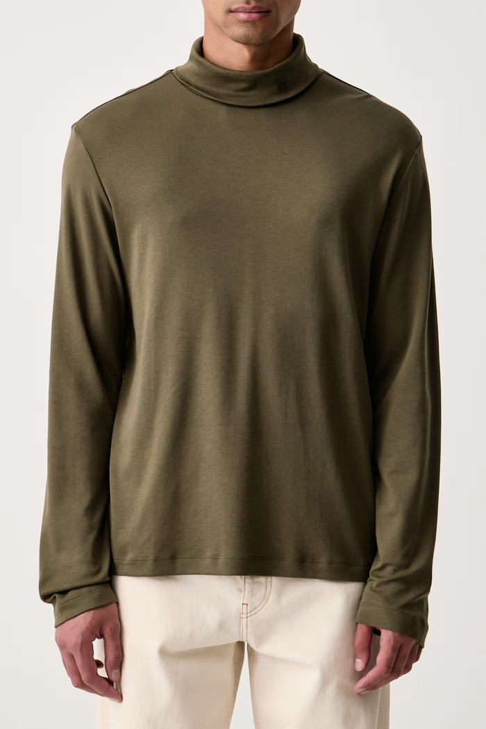 Tričko s dlouhým rukávem pánské bavlněné Calvin Klein LV04LH215G zelená
