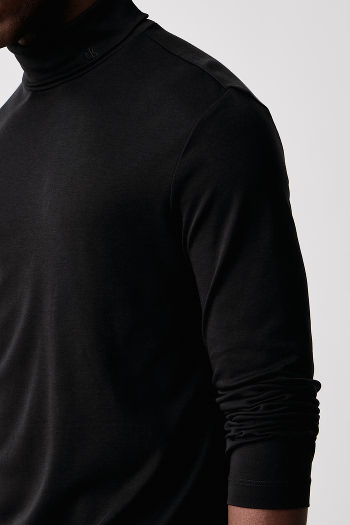 Tričko s dlouhým rukávem pánské bavlněné Calvin Klein LV04LH215G černá