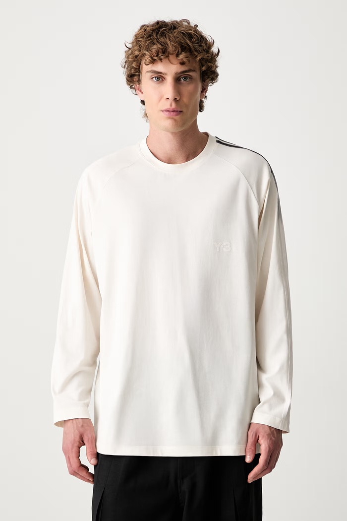 Y-3 OVS GRD 3S LS T longsleeve męski bawełniany beżowy KU2195