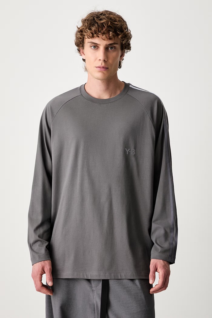 Y-3 OVS GRD 3S LS T longsleeve męski bawełniany szary KU2194