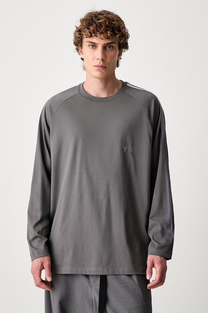 Y-3 OVS GRD 3S LS T longsleeve męski bawełniany szary KU2194