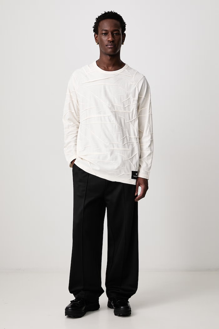 Y-3 PLT OVS LS TEE tričko s dlhým rukávom pánske bavlnené KT9775 béžová AW26