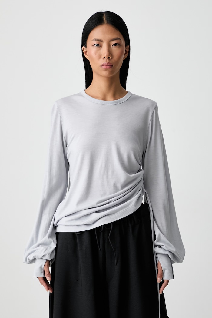 Y-3 longsleeve damski wełniany CNCH DRAPE LS T szary KT9754