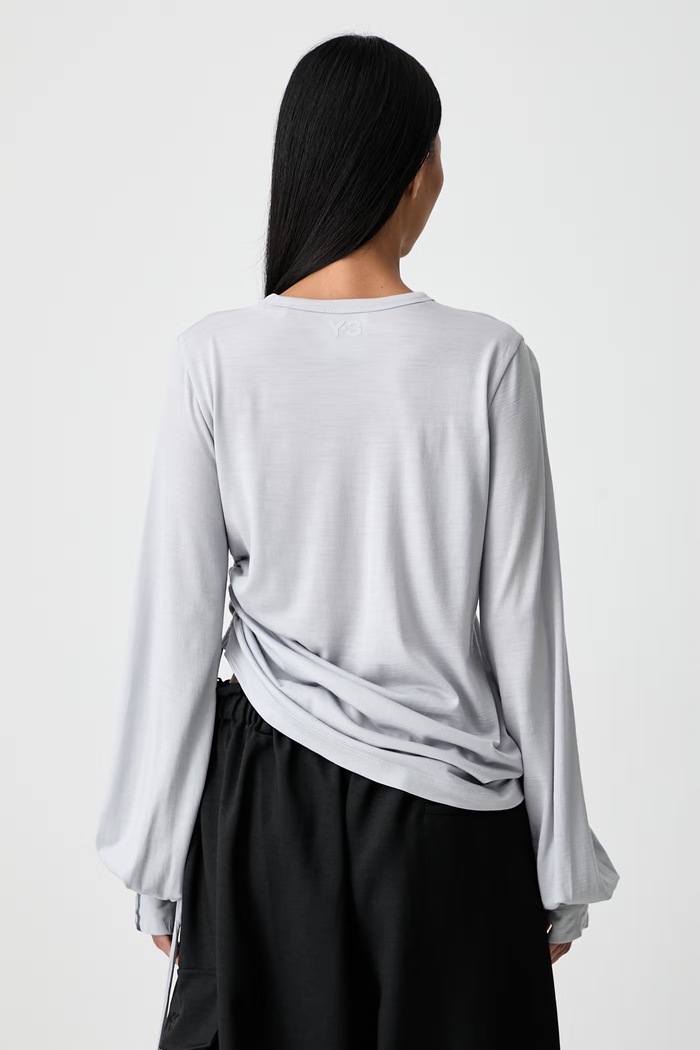 Odzież Y-3 longsleeve damski wełniany CNCH DRAPE LS T KT9754 szary