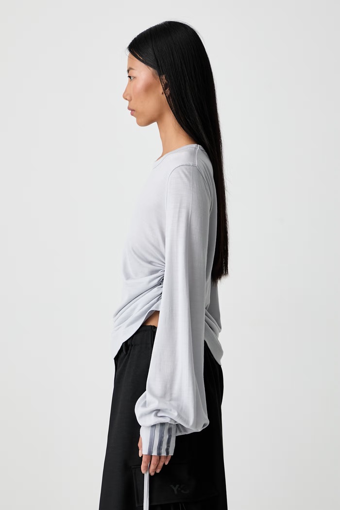 Y-3 longsleeve damski wełniany CNCH DRAPE LS T szary KT9754