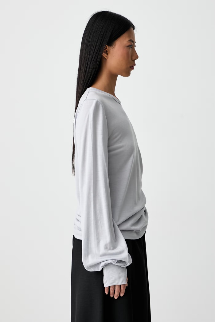Y-3 longsleeve damski wełniany CNCH DRAPE LS T KT9754 szary