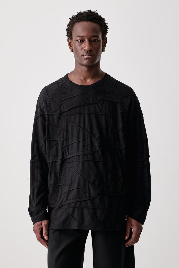 Y-3 PLT OVS LS TEE longsleeve męski bawełniany czarny KT1400