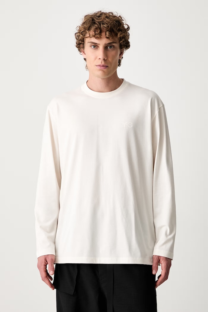 Y-3 U LS TEE longsleeve męski bawełniany beżowy KQ9777.M