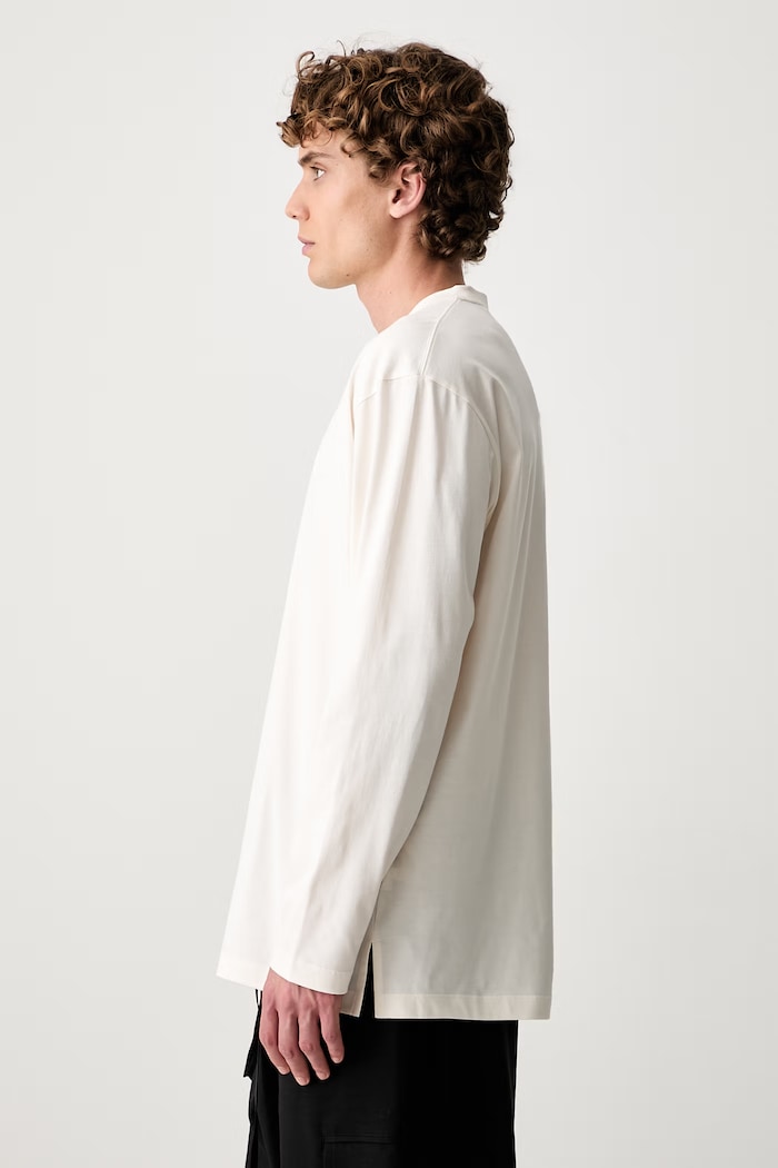 Y-3 U LS TEE longsleeve męski bawełniany KQ9777.M beżowy AW26