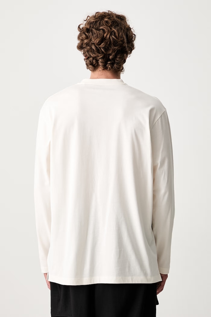 Odzież Y-3 U LS TEE longsleeve męski bawełniany KQ9777.M beżowy