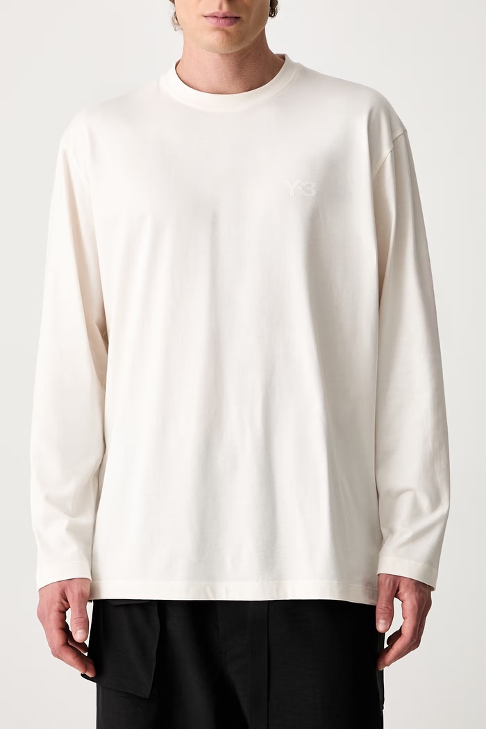 Y-3 U LS TEE longsleeve męski bawełniany beżowy KQ9777.M
