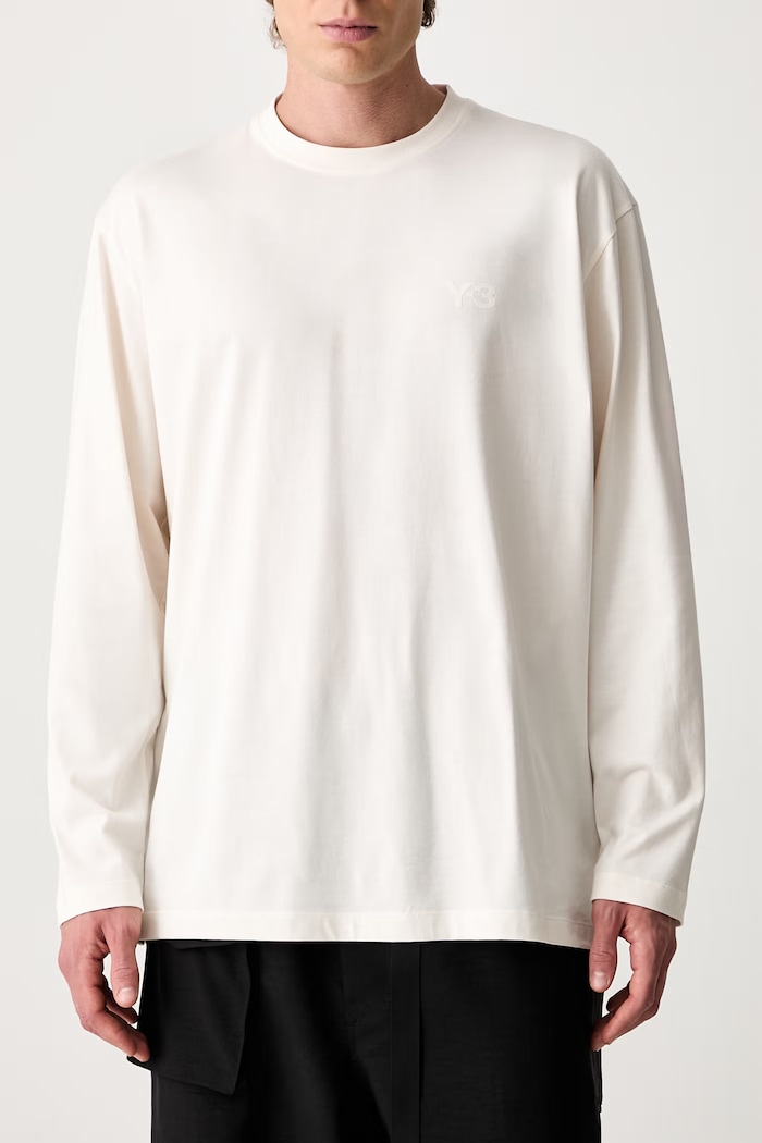 Y-3 U LS TEE longsleeve męski bawełniany beżowy KQ9777.M