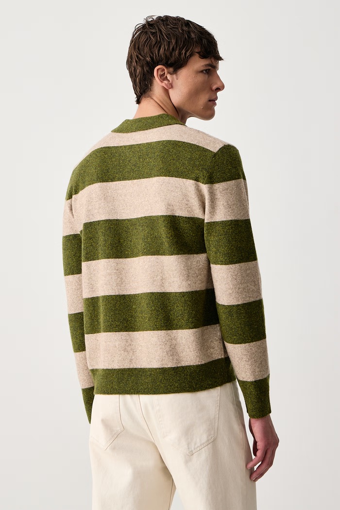 Odzież United Colors of Benetton Sweter męski z dodatkiem wełny 1OK9K301Z zielony