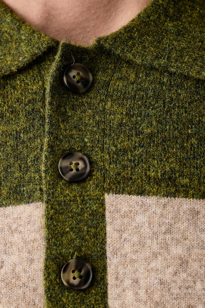 Sweter męski z dodatkiem wełny United Colors of Benetton zielony 1OK9K301Z
