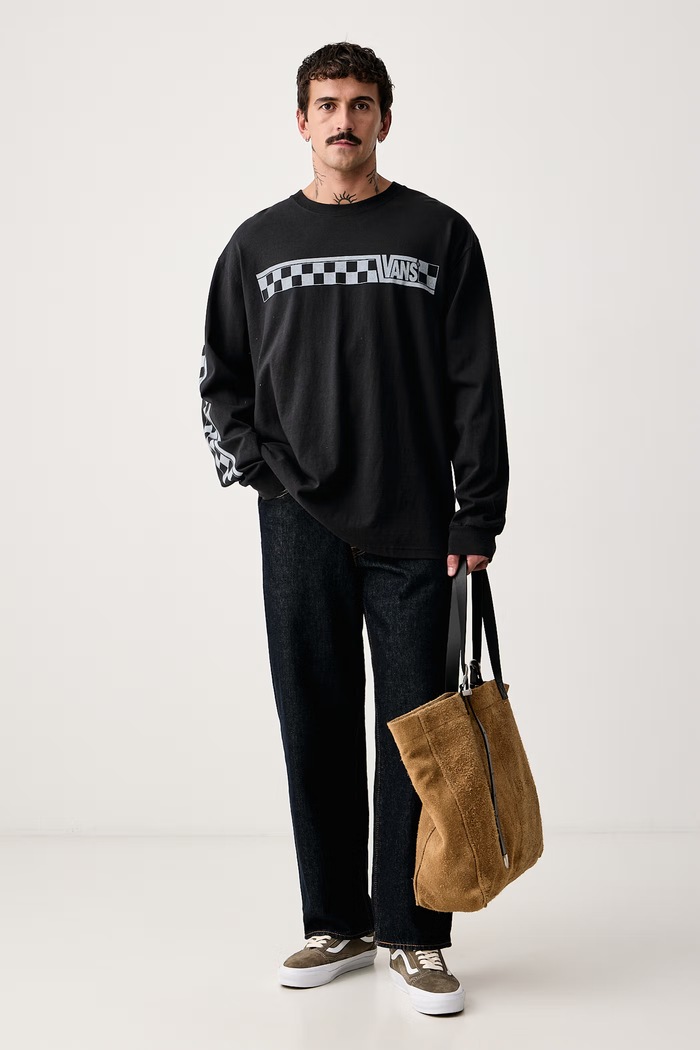 Vans Majica z dolgimi rokavi moška bombažna VN000X2BBLK1 črna AW26