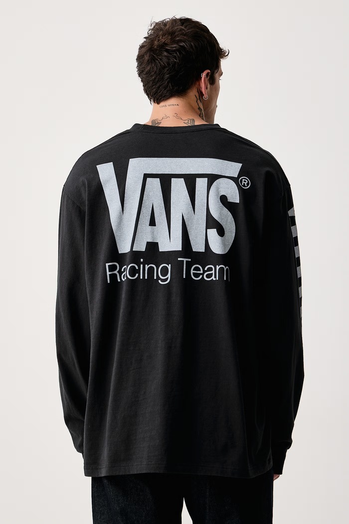 Oblačila Vans Majica z dolgimi rokavi moška bombažna VN000X2BBLK1 črna