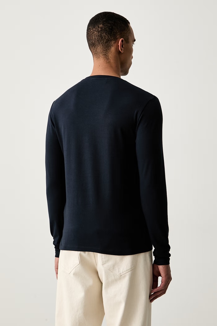 Odzież Trussardi longsleeve męski bawełniany z elastanem G0238100040N granatowy