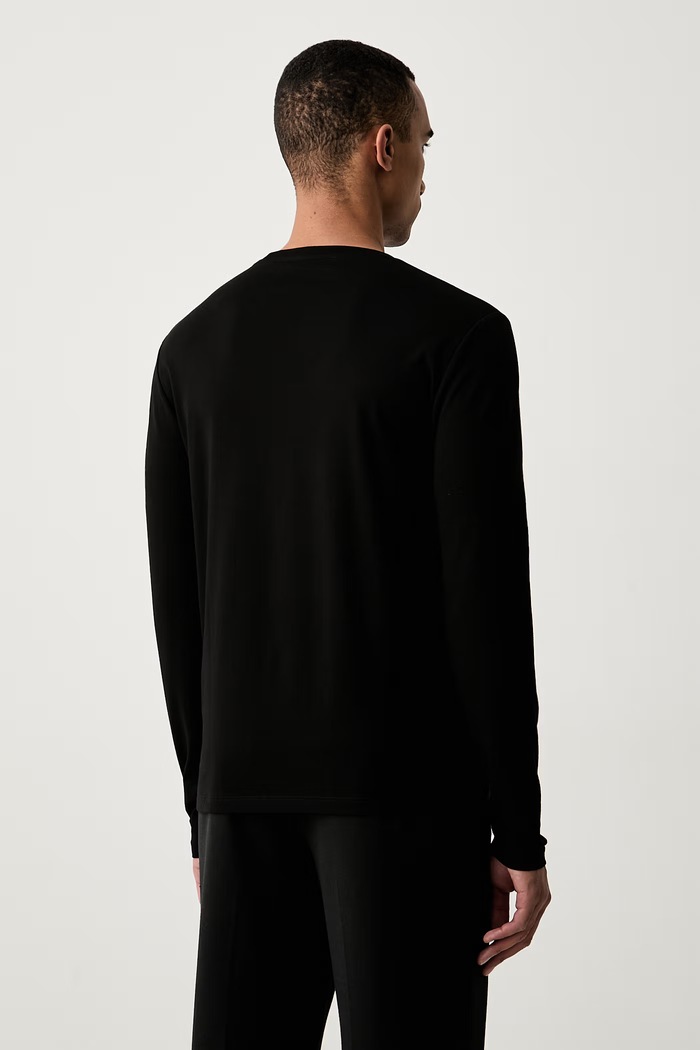 Odzież Trussardi longsleeve męski bawełniany z elastanem G0238100040N czarny