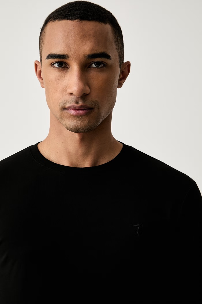 Trussardi longsleeve męski bawełniany z elastanem czarny G0238100040N