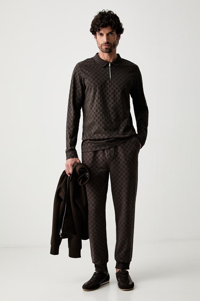 Joop! longsleeve męski bawełniany 30105525 brązowy AW26