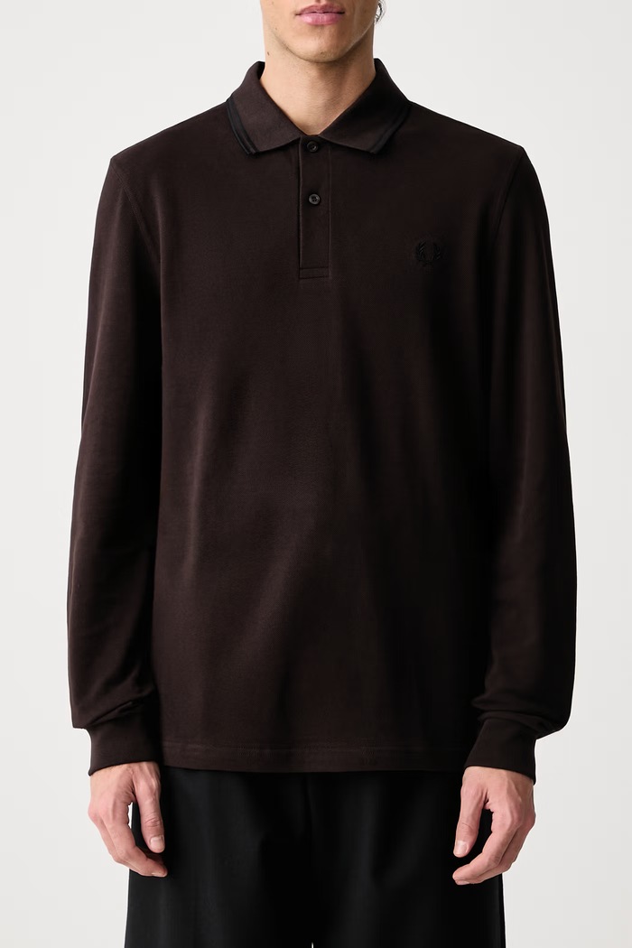 Longsleeve męski bawełniany Fred Perry brązowy M3636.86C