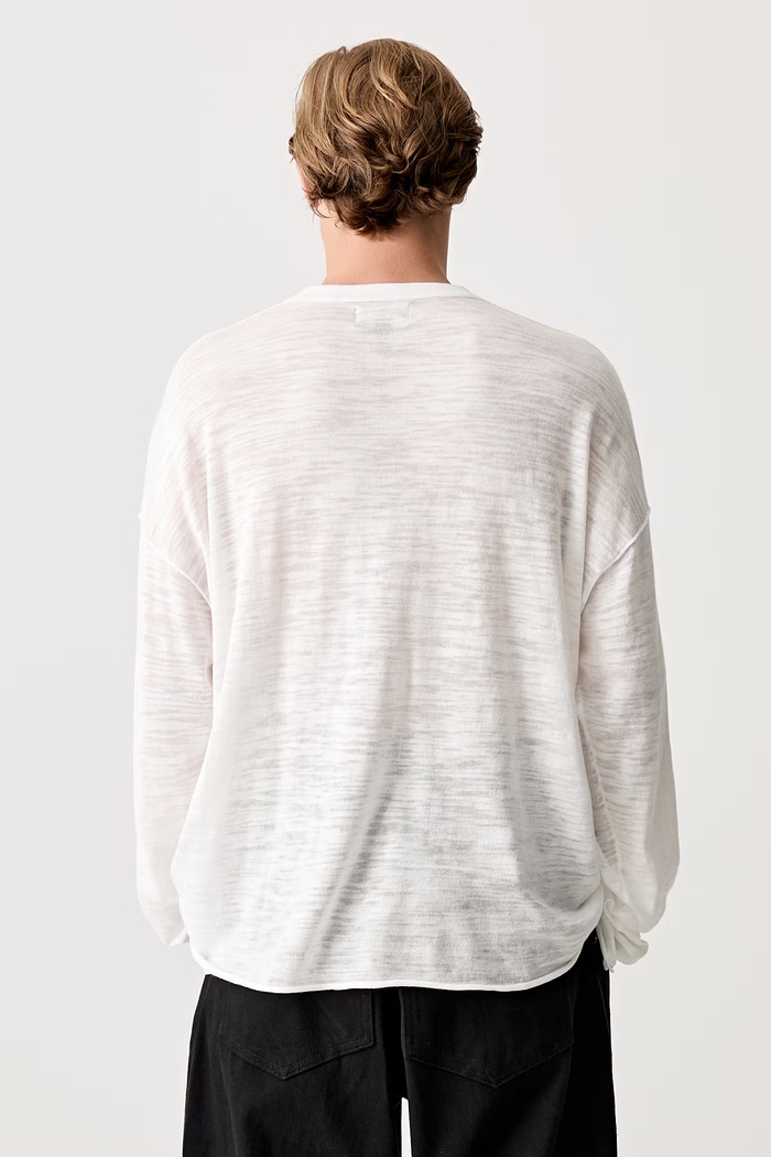 Odzież Longsleeve męski bawełniany MLM100727 biały