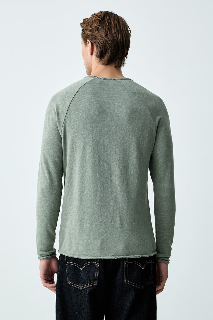 Odzież American Vintage longsleeve męski bawełniany MSON24G zielony