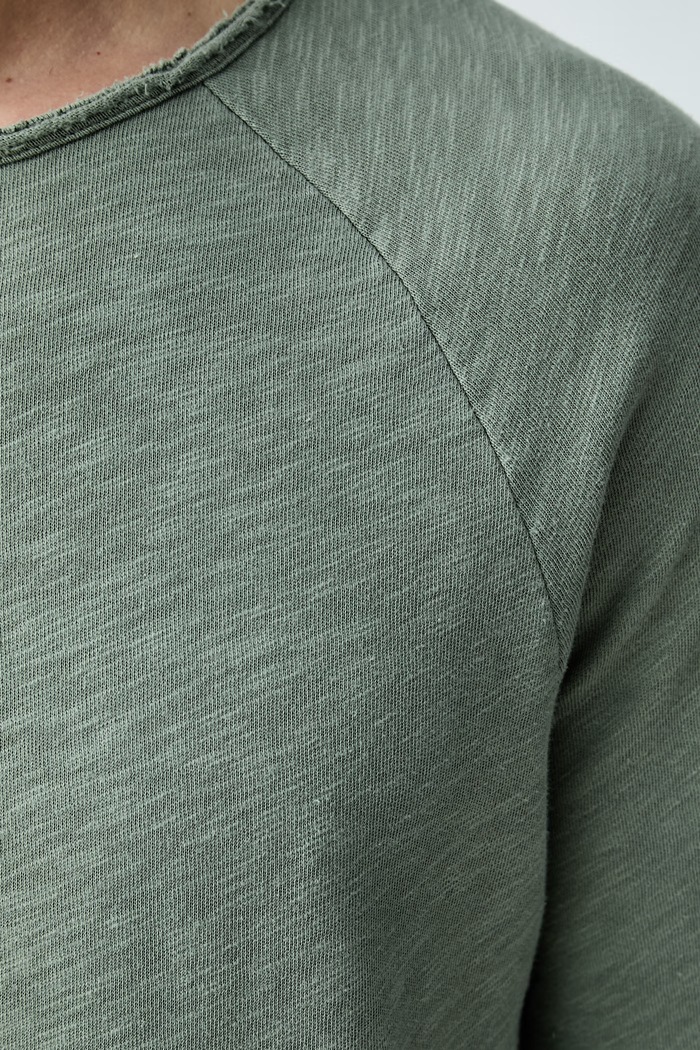 American Vintage longsleeve męski bawełniany MSON24G zielony