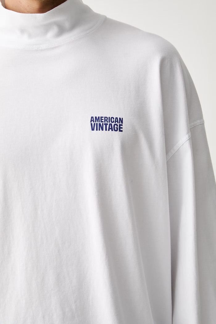 American Vintage longsleeve męski bawełniany MGIX02D biały