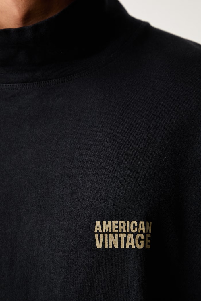 American Vintage longsleeve męski bawełniany MGIX02D czarny