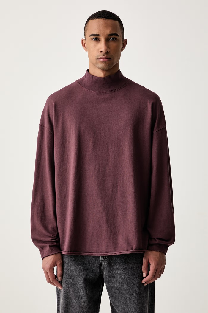 American Vintage longsleeve męski bawełniany bordowy MAFO02F